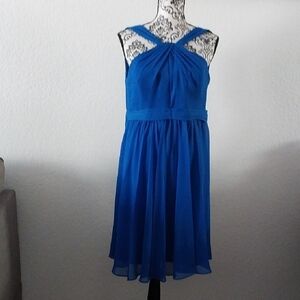 David's Bridal Blue Prom Dress